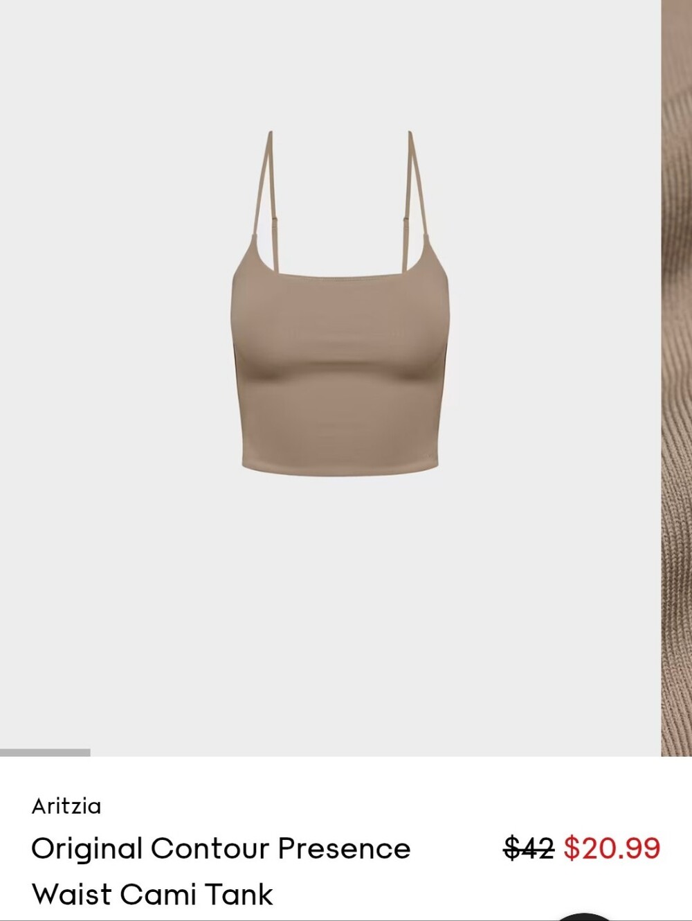 NWT Aritzia Original Contoir Presence Waist Cami Tank